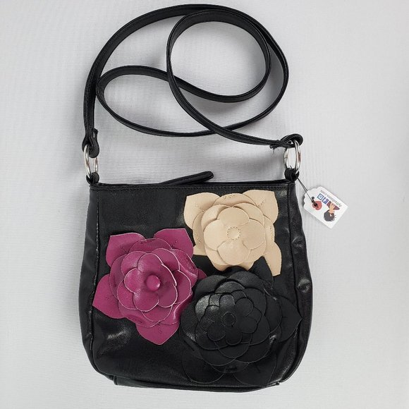 Steve Madden Black & Pink Flower Crossbody Purse